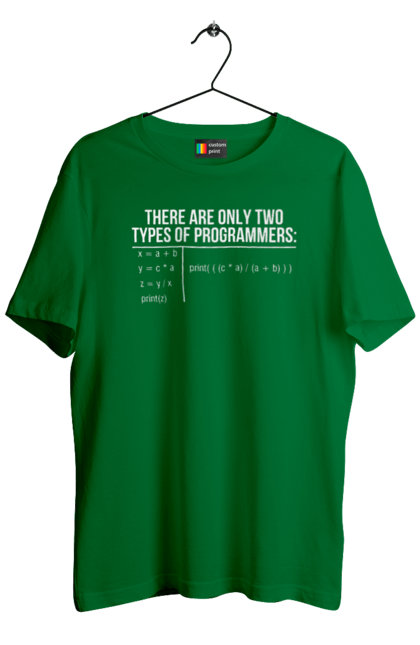 Футболка чоловіча з принтом "Два типи програмістів". Два програмісти, два типи, два типи програмістів, жарт it, мак адреса, програма, програміст, програмісти жартують, технічне завдання, фрілансер. 2070702