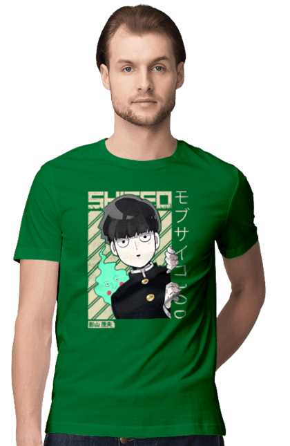 Футболка чоловіча з принтом "Mob Psycho 100". Anime, manga, mob psycho 100, shigeo kageyama, аніме, манга, моб, моб-вар ят 100, сігео кагеяма, шіґео каґеяма. 2070702