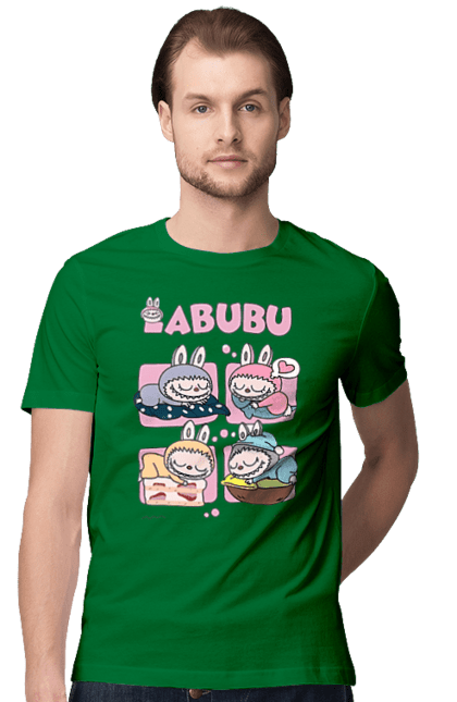Футболка чоловіча з принтом "Сон Labubu". Labubu, weird cute, іграшки, лабубу. 2070702