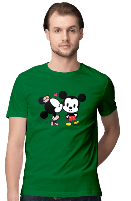 Футболка чоловіча з принтом "Міккі Маус та Мінні Маус". Mickey mouse, minnie mouse, дісней, міккі, міккі маус, мінні маус, мультфільм. 2070702