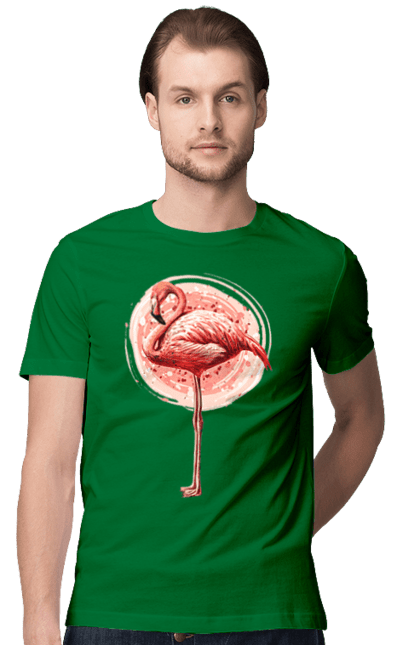 Футболка чоловіча з принтом "Фламінго Арт". Рожеве фламінго, тварина, фламінго. 2070702