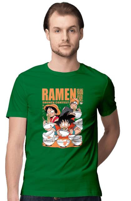 Men's t-shirt with prints Ramen. Anime, characters, food, goku, luffy, manga, naruto, ramen. 2070702