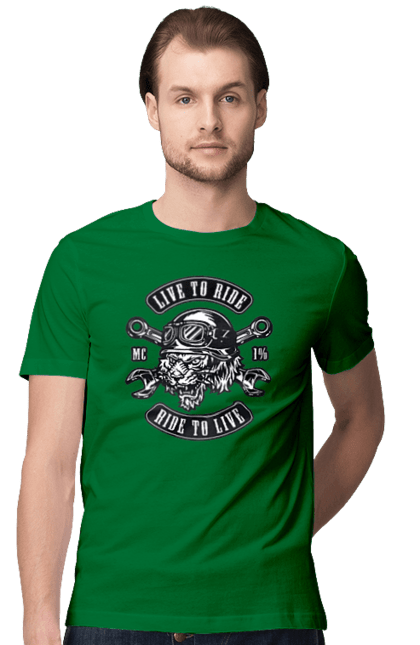 Men`s t-shirt with prints Live To Ride, Tiger. Moped, tiger, to ride. 2070702