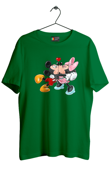 Men's t-shirt with prints Mickey Mouse and Minnie Mouse. Cartoon, disney, mickey, mickey mouse, minnie mouse. 2070702