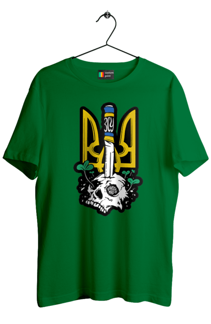 Men`s t-shirt with prints Arms of the Armed Forces of Ukraine. Coat of arms, flag, kill the russian, kill ze rush, patriotic, scull, vsu. 2070702