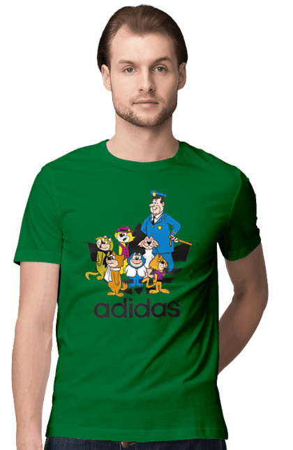 Футболка мужская с принтом Adidas Top Cat. Adidas, top cat, адидас, кот, коты, мульт, мультсериал. 2070702