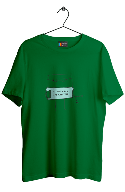 Футболка чоловіча з принтом "Це не баг це фіча". Angular, c, css, html, it, javascript, jquery, php, python, react, svelt, vue, айтишник, айті, гумор, код, кодувати, прогер, програміст, програмісти, ти ж, ти ж програміст, тиж програміст. 2070702