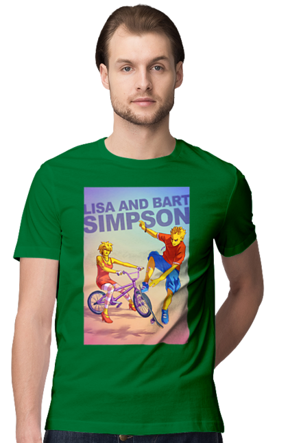 Футболка чоловіча з принтом "Сімпсон, нова версія". Бартолом`ю джо джо, велосипед, елізабет, сімпсон. CustomPrint.market