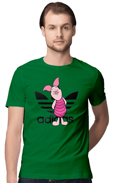 Футболка мужская с принтом Adidas Пятачок. Adidas, piglet, адидас, винни-пух, мультфильм, пятачок. 2070702