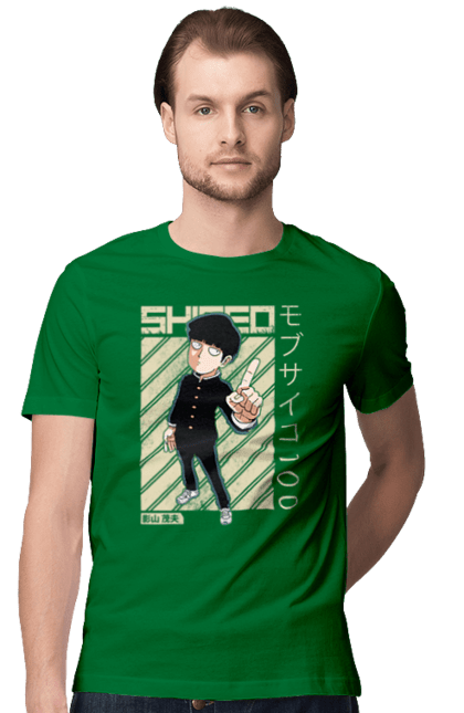 Футболка чоловіча з принтом "Mob Psycho 100". Anime, manga, mob psycho 100, shigeo kageyama, аніме, манга, моб, моб-вар ят 100, сігео кагеяма, шіґео каґеяма. 2070702