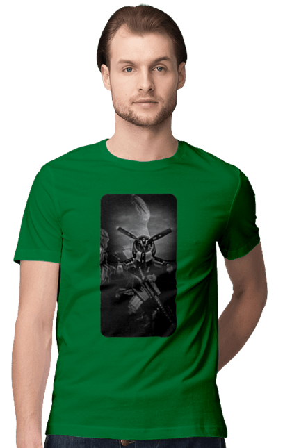 Футболка чоловіча з принтом "Слава зсу". Гвинтівка, зброя, літак, перемога, солдат, україна. 2070702