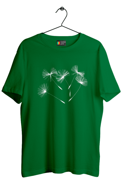 Футболка чоловіча з принтом "Насіння кульбаби". Вітер, кульбаба, кульбаби, літають, літо, насіння, політ, природа, сезон. 2070702