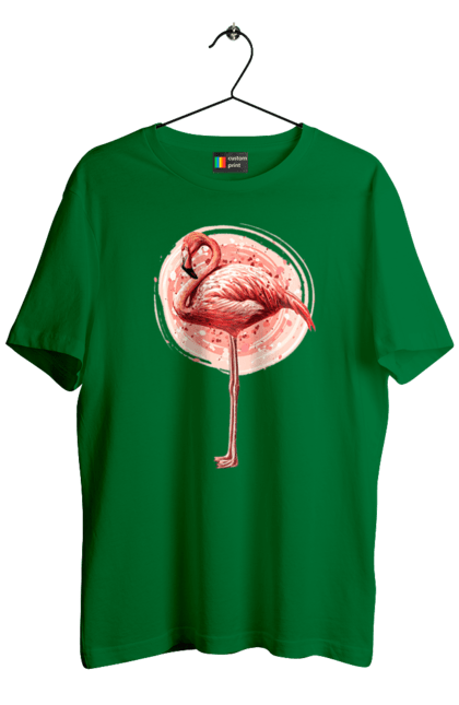 Футболка чоловіча з принтом "Фламінго Арт". Рожеве фламінго, тварина, фламінго. 2070702