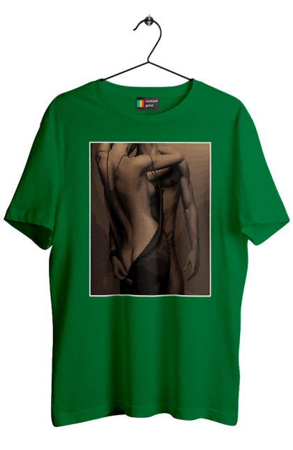 Футболка чоловіча з принтом "Інтрига". Взаємність, захоплення, інтрига, любов, неможливо встояти, секс, чоловік і жінка. 2070702