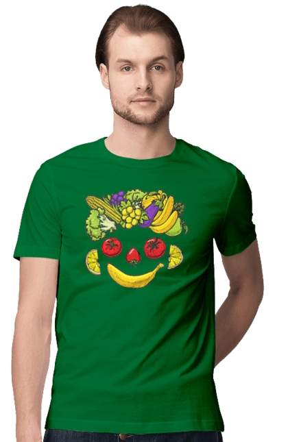 Men`s t-shirt with prints Hls Smile. Healthy, smile, vegetable. 2070702