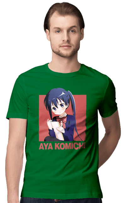 Футболка чоловіча з принтом "Золота мозаїка Ая Коміті". Anime, aya komichi, kiniro mosaic, kinmoza, manga, аніме, ая коміті, золота мозаїка, коміті, манга. 2070702