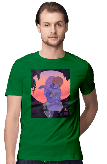 Футболка чоловіча з принтом "Фіолетові Дівчата Обіймаються". Захід, обійми. 2070702