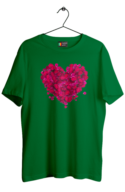 Men`s t-shirt with prints Heart From Rose Petals. Petals, rose flower. 2070702