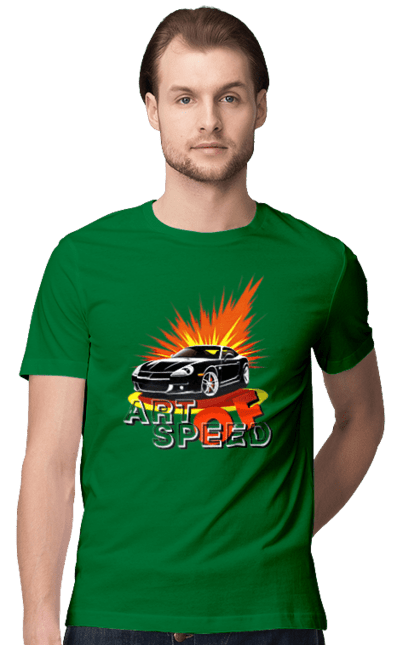 Футболка чоловіча з принтом "Швидкість". Авто, автомобіль, гонка, швидкість. 2070702