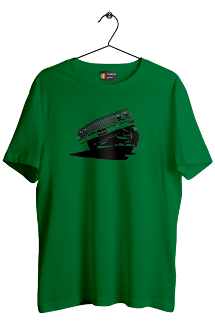 Футболка чоловіча з принтом "Автомобіль". Автомобіль, імпала, класика, лоурайдер, шевроле. 2070702