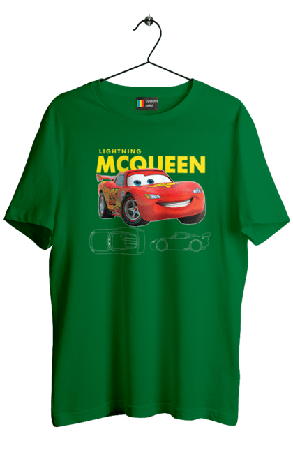 Футболка мужская с принтом Молния Маккуин. Lightning mcqueen, гонки, молния маккуин, мультик, мультфильм, спорт, тачки. 2070702