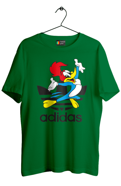 Футболка чоловіча з принтом "Adidas Вуді Вудпекер". Adidas, woody woodpecker, адідас, вуді, вуді вудпекер, дятел вуді, мультсеріал. 2070702