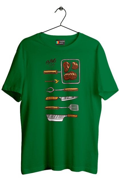 Men`s t-shirt with prints Barbecue Party. B-b-q, fry, meat. 2070702