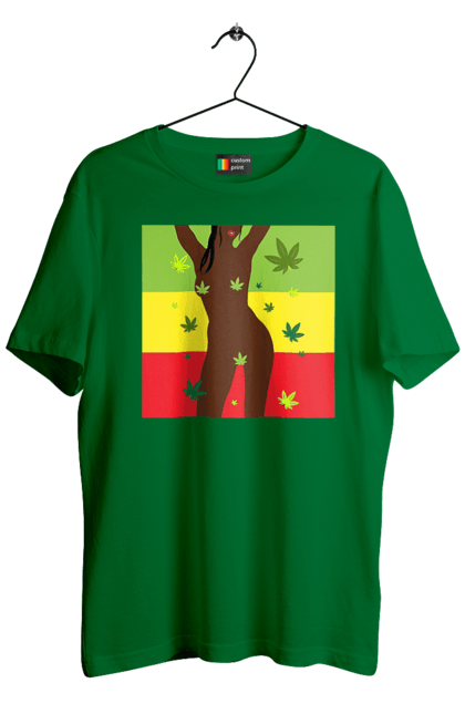 Футболка чоловіча з принтом "Гола Дівчина І Конопля". Гола, конопля, курити, сиськи. 2070702