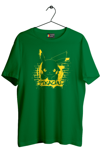 Men's t-shirt with prints Pikachu. Anime, game, manga, nintendo, pikachu, pokemon. 2070702