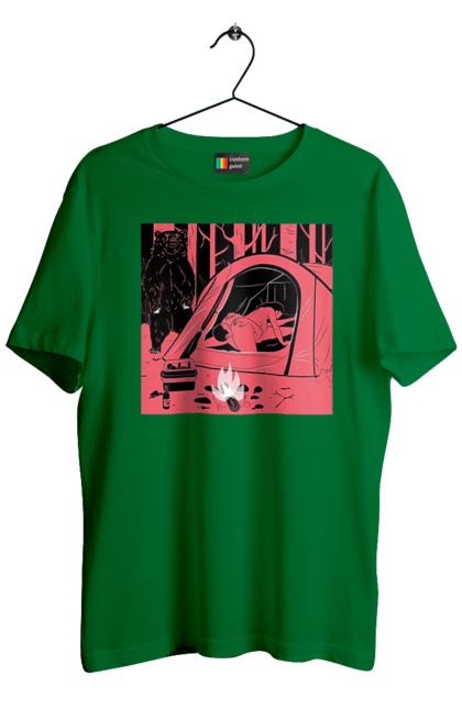 Футболка чоловіча з принтом "69 В Палатці". 69, ведмідь, ліс, палатка, секс. 2070702