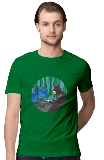 Футболка чоловіча з принтом "Хакер". Бінарний, гік, програміст, хакер. 2070702