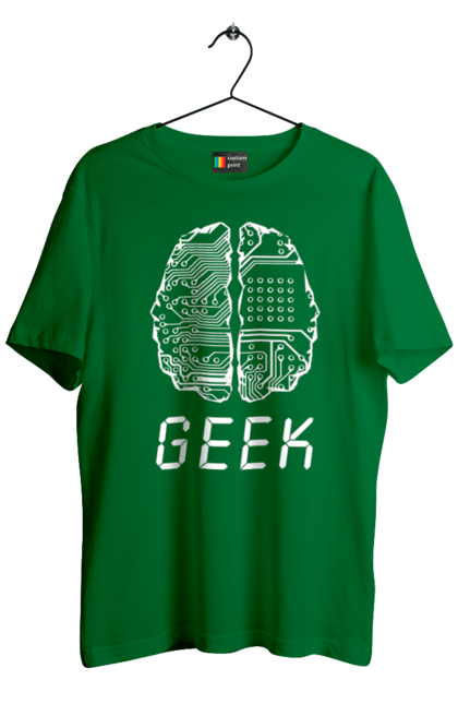 Футболка чоловіча з принтом "Гик Мозок". Айті, айтішник, гик, знання, інженер, кібер, кібернетика, кіборг, код, комп, комп’ютерник, кристал, мікросхема, мозок, програміст, професіонал, професссія, розробник, розум, чіп. 2070702