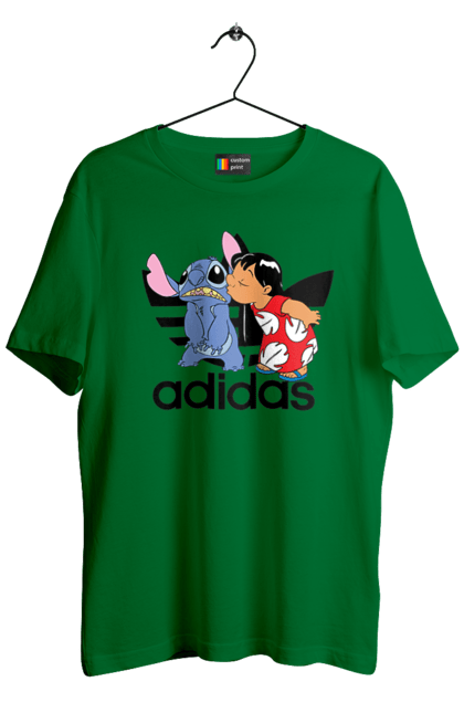 Men's t-shirt with prints Adidas Stich. Alien, cartoon, cinema, disney, film, lilo and stitch, stitch. 2070702