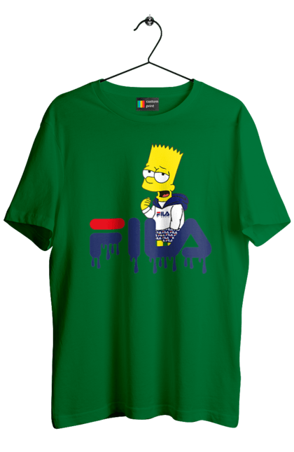 Men's t-shirt with prints Bart FILA. Bart, cartoon, character, simpson, simpsons, sport, sportswear. 2070702