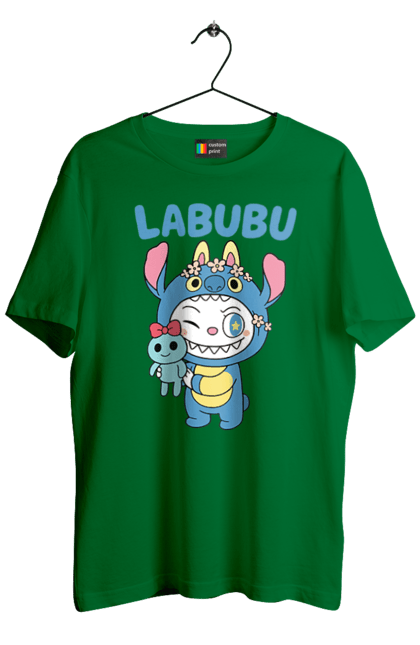 Футболка чоловіча з принтом "Лабубу". Іграшка лабубу, лабубу, лабубу кока кола, мерч лабубу, мила, синя лабаба, смішна лабубу. 2070702