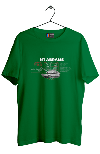 Футболка чоловіча з принтом "M1 Abrams англійська". Abrams, m1 abrams, залужний, зброя, танк. 2070702