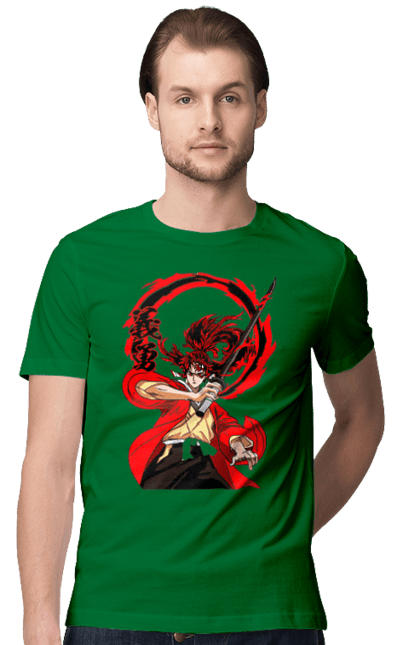 Men's t-shirt with prints Demon Slayer Yoriichi Tsugikuni. Anime, demon slayer, manga, tsugikuni, yoriichi, yoriichi tsugikuni. 2070702