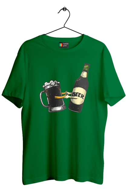Men`s t-shirt with prints Bottle Of Beer With A Glass Of Beer. Beer, bottle, wineglass. 2070702
