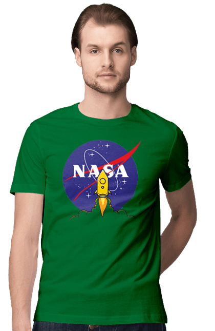 Футболка чоловіча з принтом "NASA". Авіація, астронавтика, дослідження, космічний, космонавтика, космос, наука, повітроплавання, політ, ракета, сша, технології. futbolka.stylus.ua