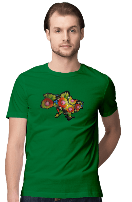 Men`s t-shirt with prints Spravzhnya Ukraine. Barvie, beauty, colors, kviti, leafing through, mood, petals, spravzhnya ukraine. 2070702