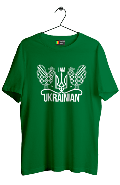 Men`s t-shirt with prints I am Ukrainian. Embroidery, i am ukrainian, like zelensky`s, patriotic. 2070702