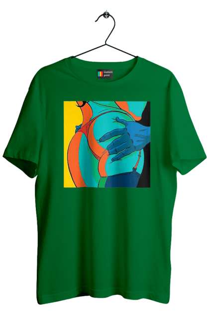 Футболка чоловіча з принтом "Жіноча Попа В Чоловічих Руках". Гола, жопа, ляпас. 2070702