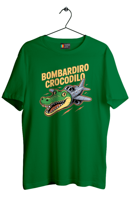 Футболка чоловіча з принтом "Bombardino Crocodilo". Bombardino, bombardino crocodilo, crocodilo, бомбардиро крокодило, бомбардіно крокоділо, крокодил, крокодил літак, крокодил мем, мем бомбардине крокодило, меми. 2070702