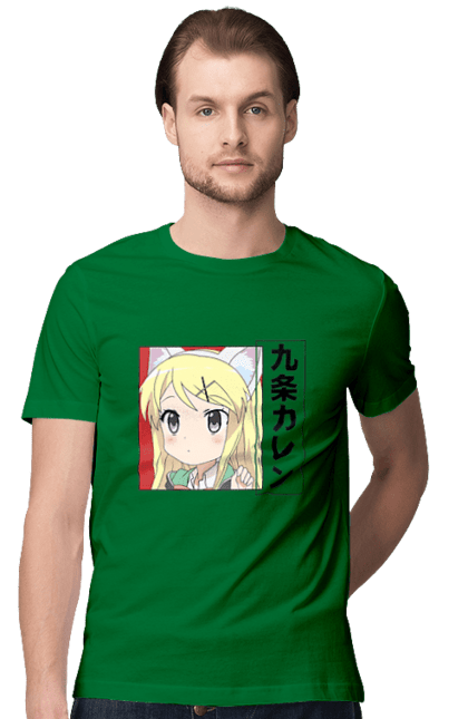 Men's t-shirt with prints Kiniro Mosaic Karen Kujo. Anime, gold mosaic, karen, karen kujo, kiniro mosaic, kinmoza, manga. 2070702