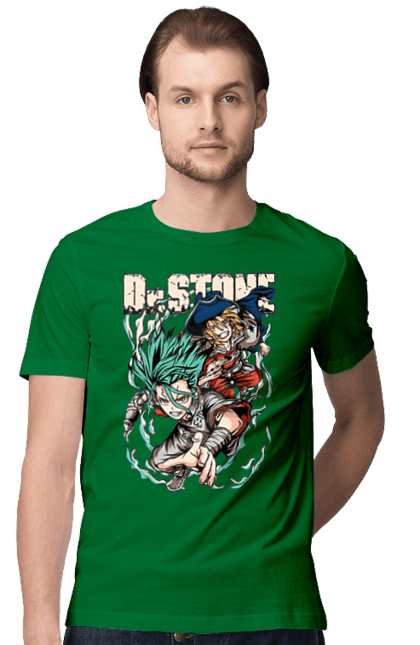 Men's t-shirt with prints Dr. Stone Senku and Ryuusui. Anime, dr. stone, ishigami, manga, ryuusui, ryuusui nanami, senku, senku ishigami. 2070702