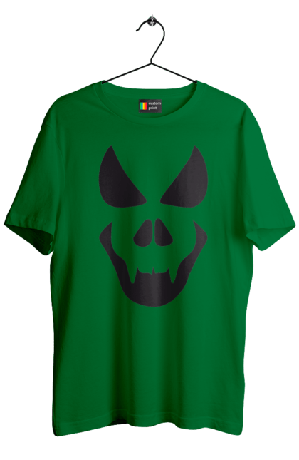 Men's t-shirt with prints Halloween pumpkin face. Costume, halloween, holiday, october, october 31, pumpkin, scary, sweets, trick or treat. 2070702