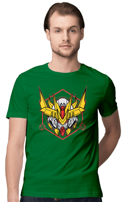 Men's t-shirt with prints Gundam Barbatos Lupus Rex. Anime, asw g 08, barbatos lupus rex, game, gundam, manga, robot, video game, war. 2070702