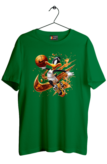 Men's t-shirt with prints Daffy Duck Nike. Cartoon, character, daffy duck, duck, looney tunes, merrie melodies, nike, warner brothers. 2070702