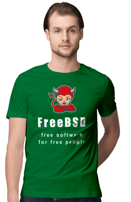 Футболка чоловіча з принтом "Freebsd Для Вільних". Bsd, freebsd, unix, адміністратор, айті, айтішник, безкоштовна, безкоштовно, бестія, білий, вільна, демон, демонесса, доступність, незалежність, операційна система, ос, програміст, програмне забезпечення, свобода, сисадмін, система, системний адміністратор, софт, текст, червоний. 2070702