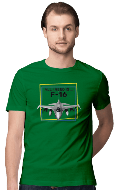 Men`s t-shirt with prints F16. Airplane, f16, himars, weapon, zaluzhny. 2070702